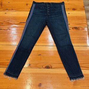 Veronica Beard Dark Blue Skinny Jeans with Striped Accents